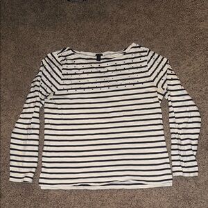 J. Crew Striped Long Sleeve Top - Navy and White